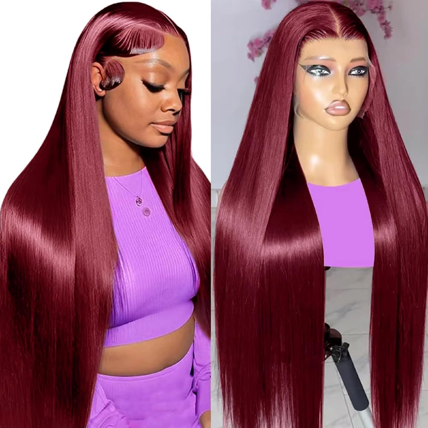 99J Burgundy Wig Human Hair 13X6 Straight Lace Front Wigs Human Hair 20Inch | Wi