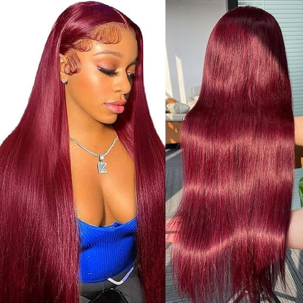 99J Burgundy Wig Human Hair 13X6 Straight Lace Front Wigs Human Hair 20Inch | Wi