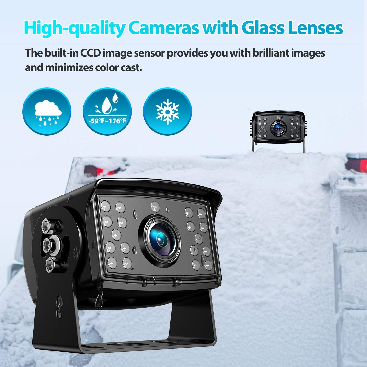 10" HD 1080P Wired Backup Camera with 10" Dual Split Screen Monitor | IP69 Water