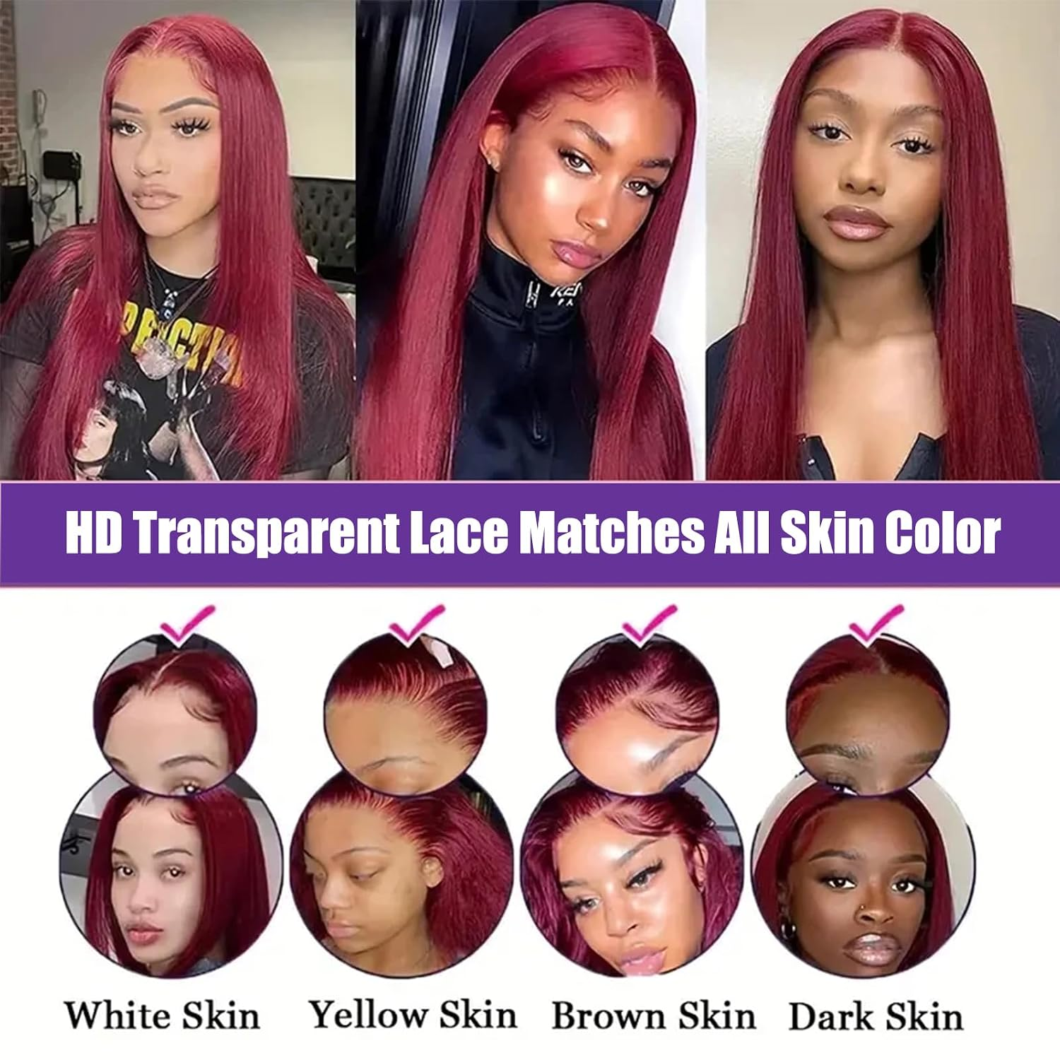 99J Burgundy Wig Human Hair 13X6 Straight Lace Front Wigs Human Hair 20Inch | Wi