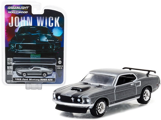 1969 Ford Mustang Boss 429 Gray Metallic with Black Stripes "John Wick" (2014) M