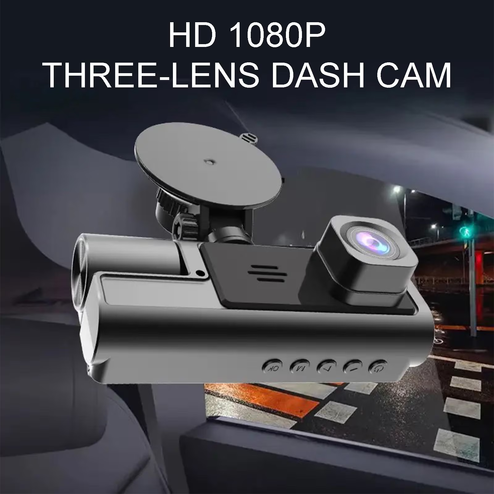 3 Channel Dash Cam, NO Wifi, FHD 1080P Car Camera, Front Dash Camera Front and R