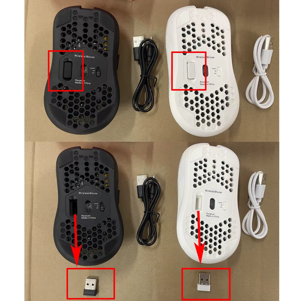 2.4G Wireless Mouse with RGB Backlit 6-Button 3-Speed DPI Type C Rechargeable Er
