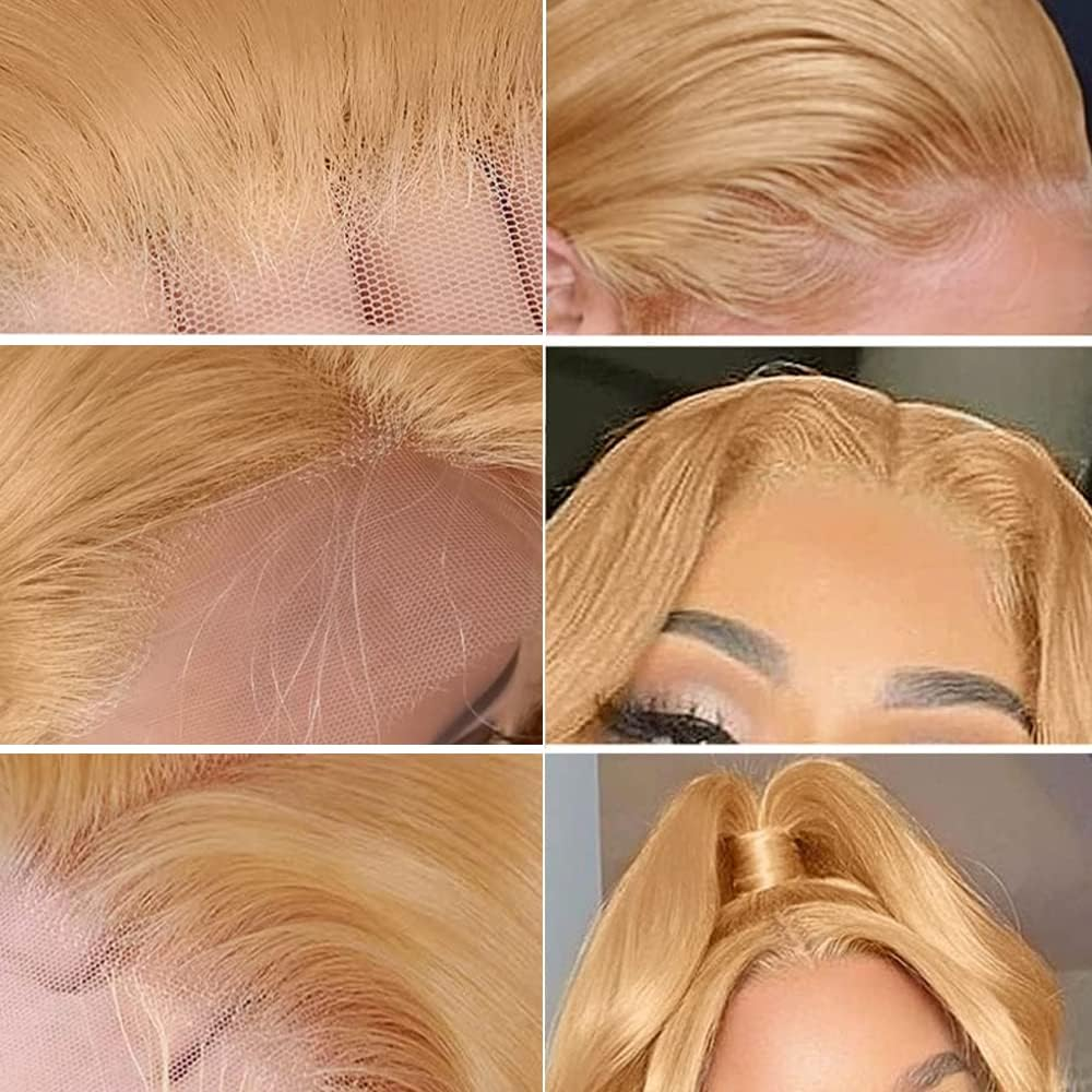 250% Density 30Inch Honey Blonde Wig Human Hair 13X6 HD Transparent Lace Front W