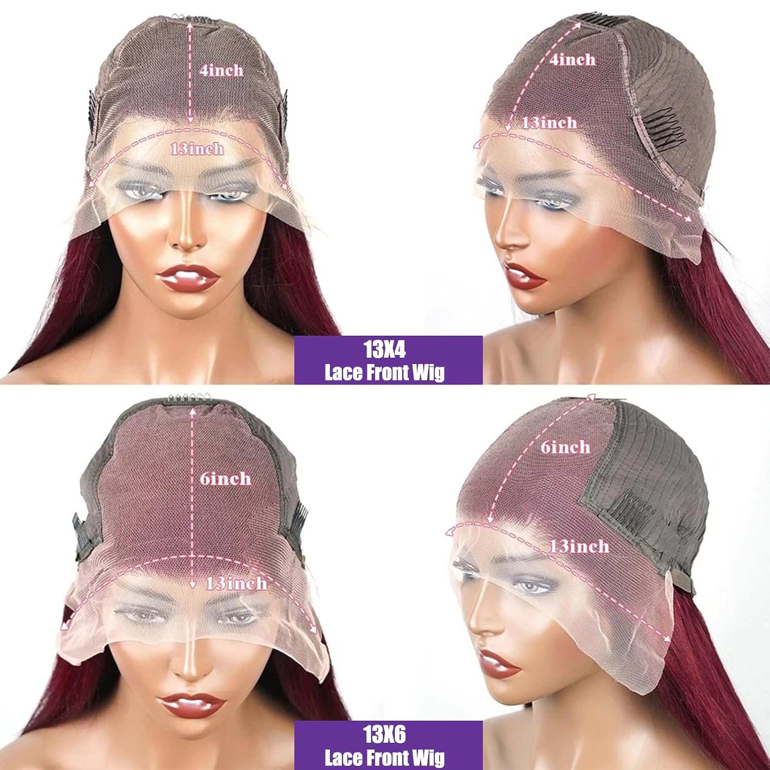 99J Burgundy Wig Human Hair 13X6 Straight Lace Front Wigs Human Hair 20Inch | Wi