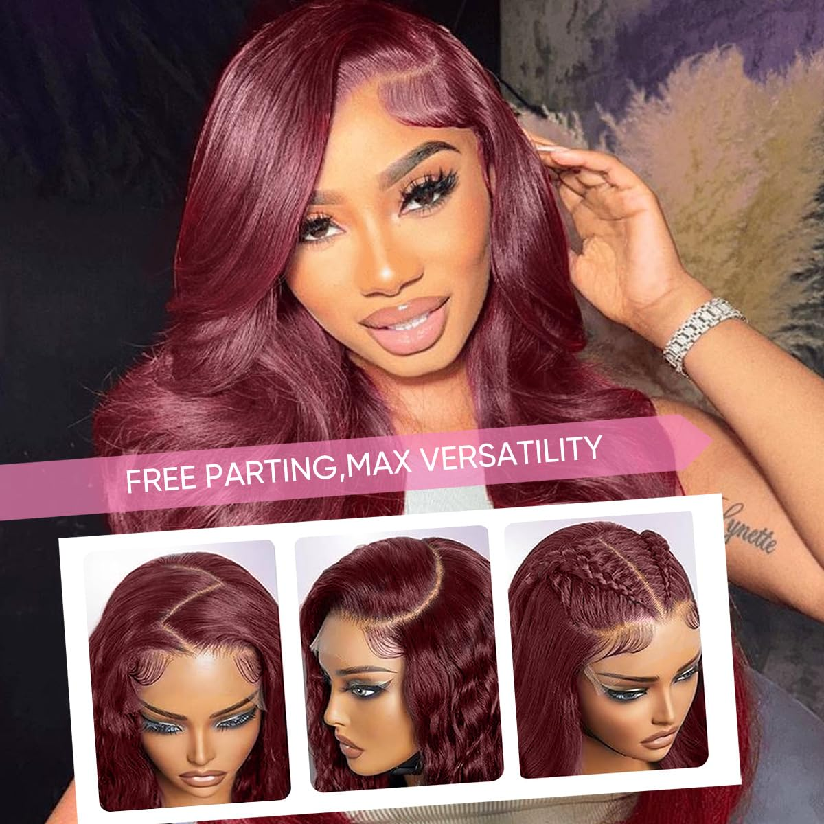 99J Burgundy 13X6 Body Wave Lace Front Wigs Human Hair Preplucked for Women | Re