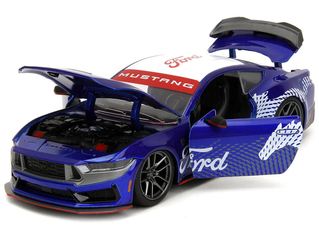 2024 Ford Mustang Dark Horse Candy Blue with White Top and "Mustang Horse Graphi