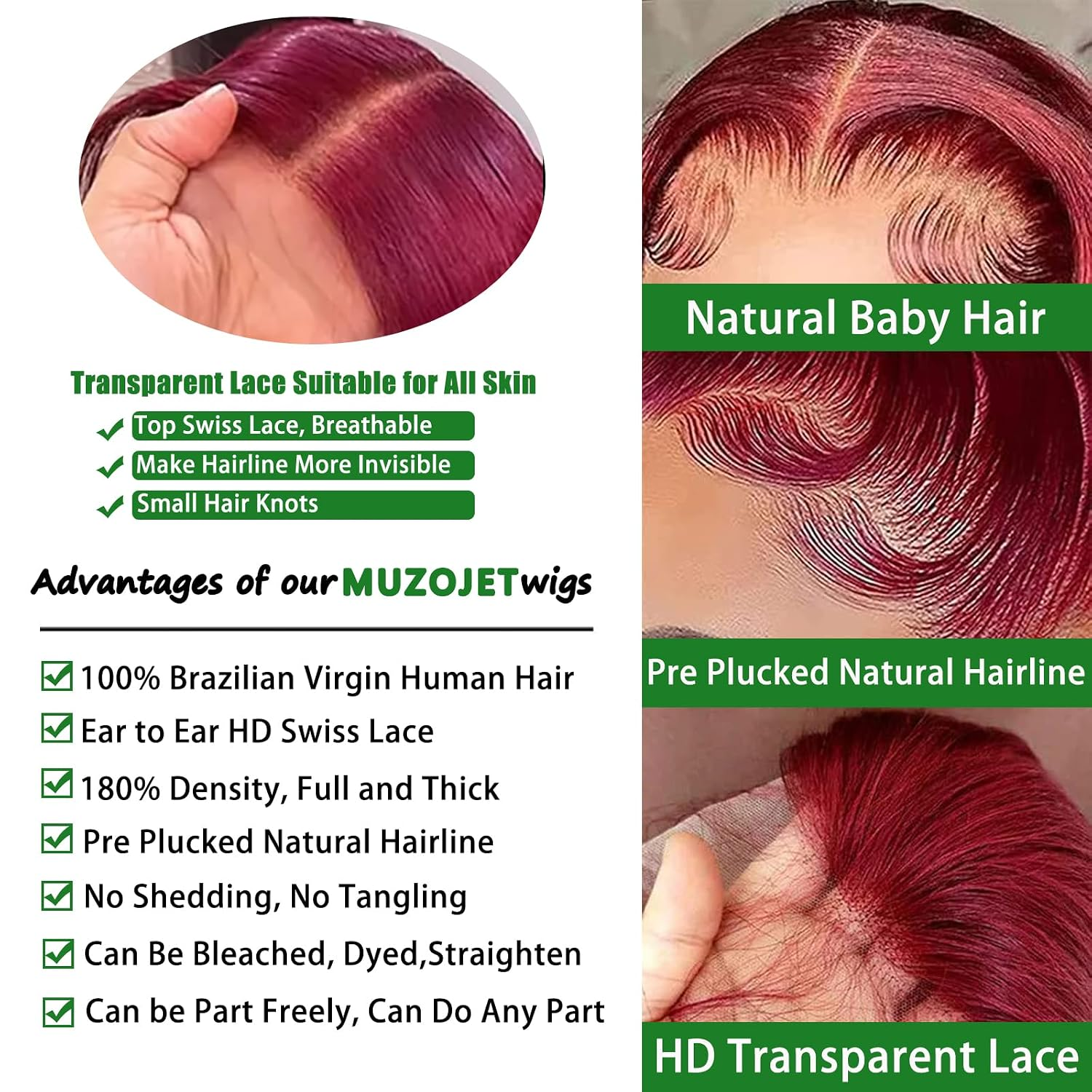 99J Burgundy 13X6 HD Lace Front Wigs Human Hair Body Wave Red Wig for Women | 18