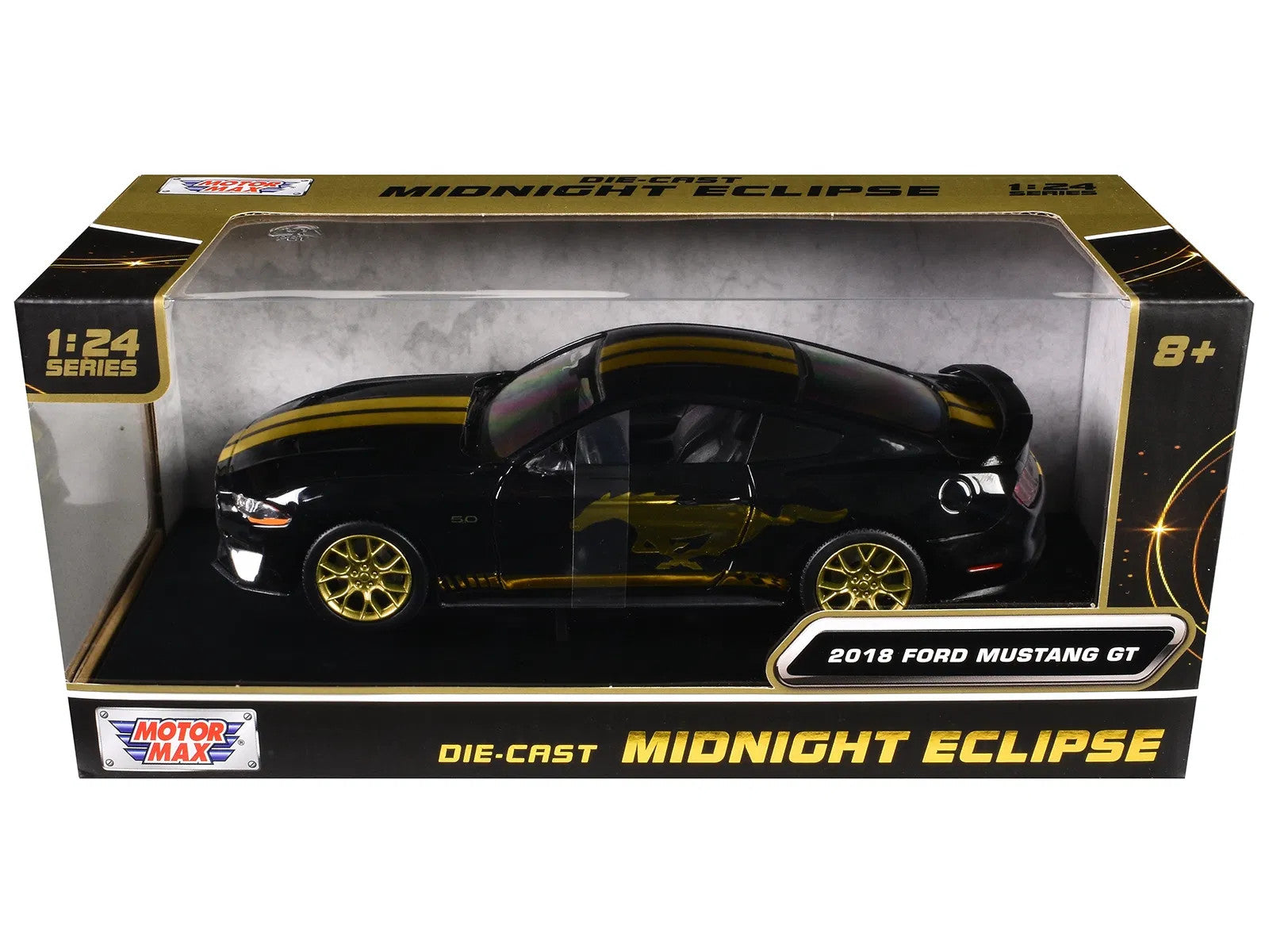 2018 Ford Mustang GT 5.0 Black with Gold Stripes and Graphics "Midnight Eclipse"
