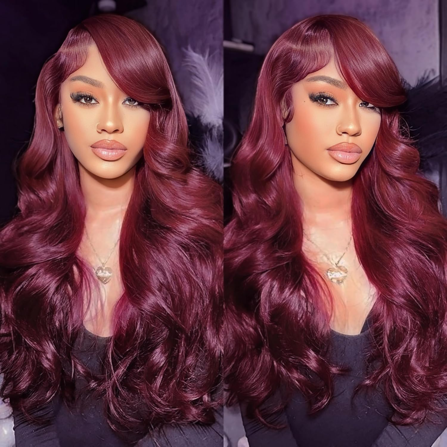 99J Burgundy 13X6 Body Wave Lace Front Wigs Human Hair Preplucked for Women | Re