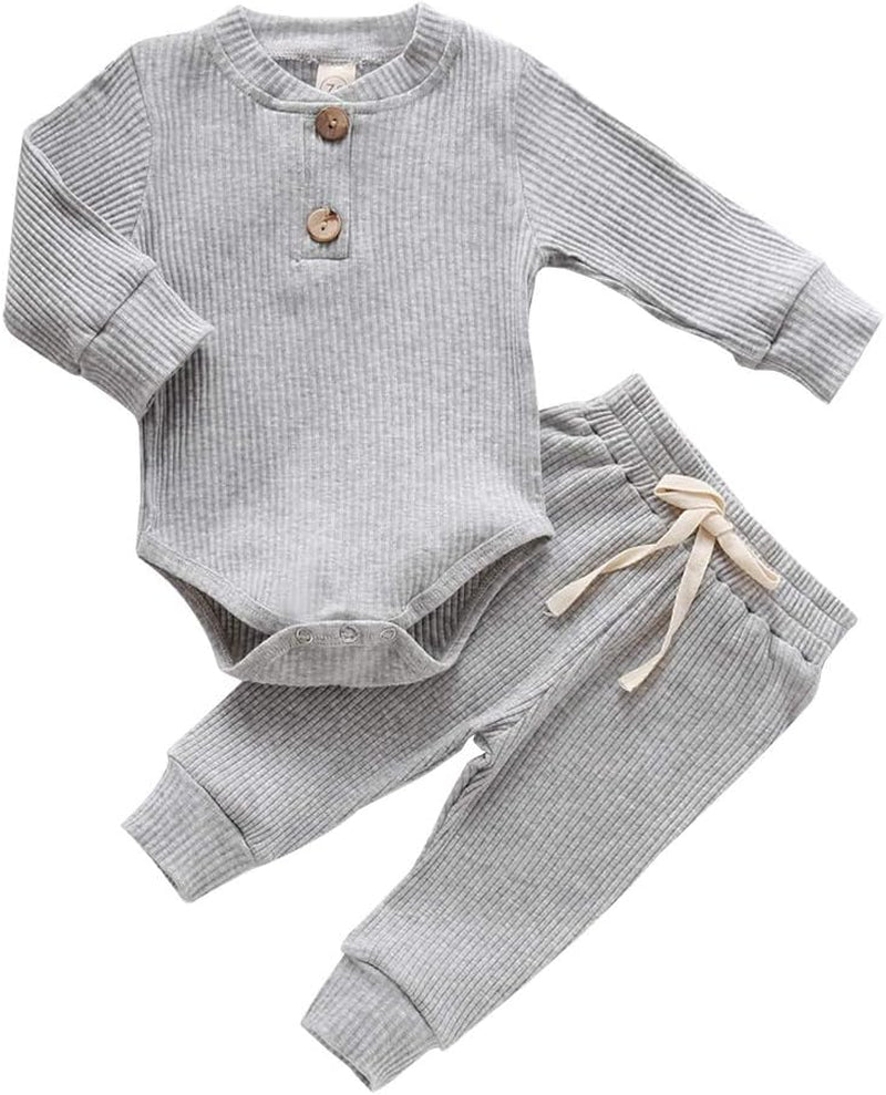 Bmnmsl Newborn Baby Boy Fall Clothes 3 6 12 18 24 Months Outfits Long Sleeve Knitted Cotton Romper & Pants Infant Winter Sets