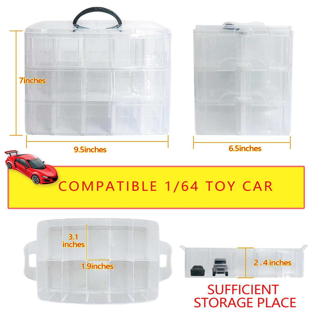 Toy Cars Storage Organizer Case for Hot Wheels Matchbox Cars W/ 30 Compartments