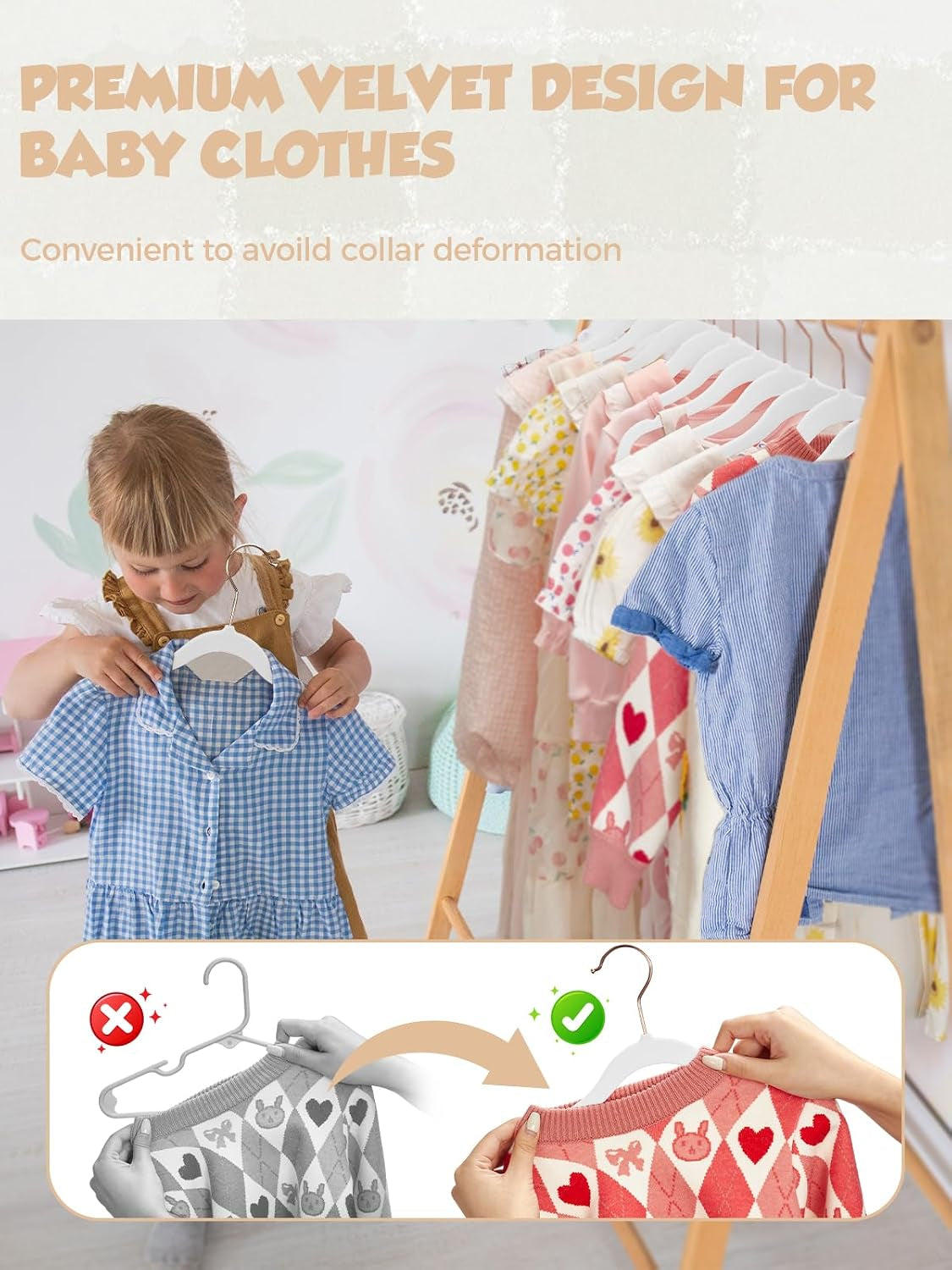 Smartor 11.8" Premium Baby Velvet Hangers for Closet, 50 Pack, White