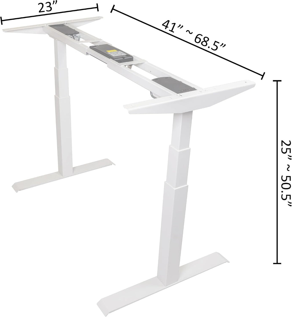 Apexdesk K Series Desk Base 3 Stage with Dual Motor Electric Adjustable Standing Desk Base Electric for Home and Office Width and Height Adjustable (White Frame Only)