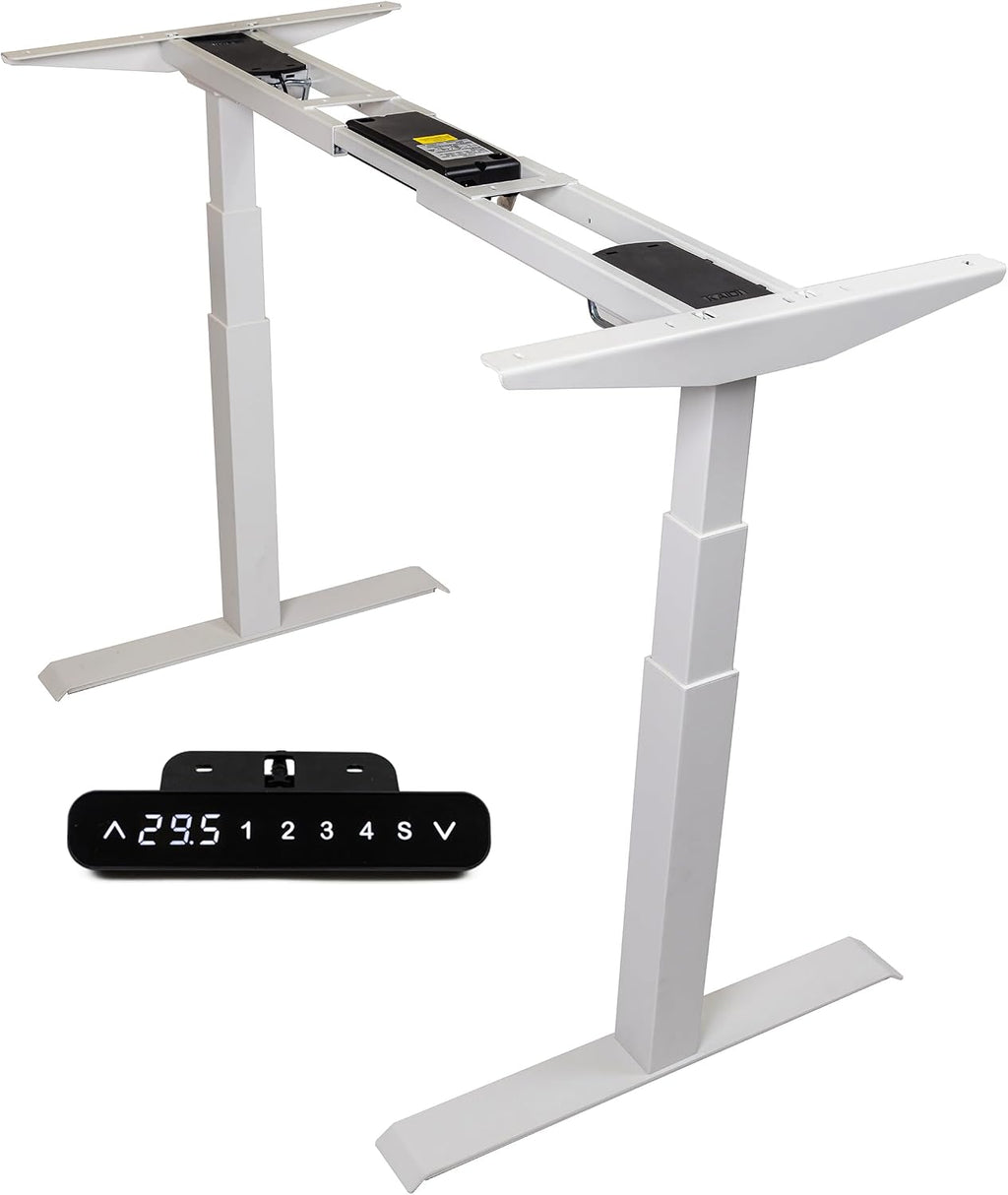 Apexdesk K Series Desk Base 3 Stage with Dual Motor Electric Adjustable Standing Desk Base Electric for Home and Office Width and Height Adjustable (White Frame Only)