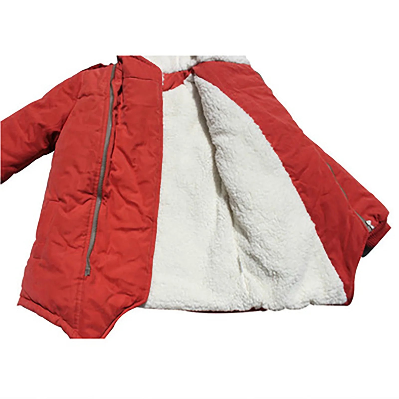 Boys Cotton-Padded with Thick Fleece Hooded Mid-Length Cotton Jacket