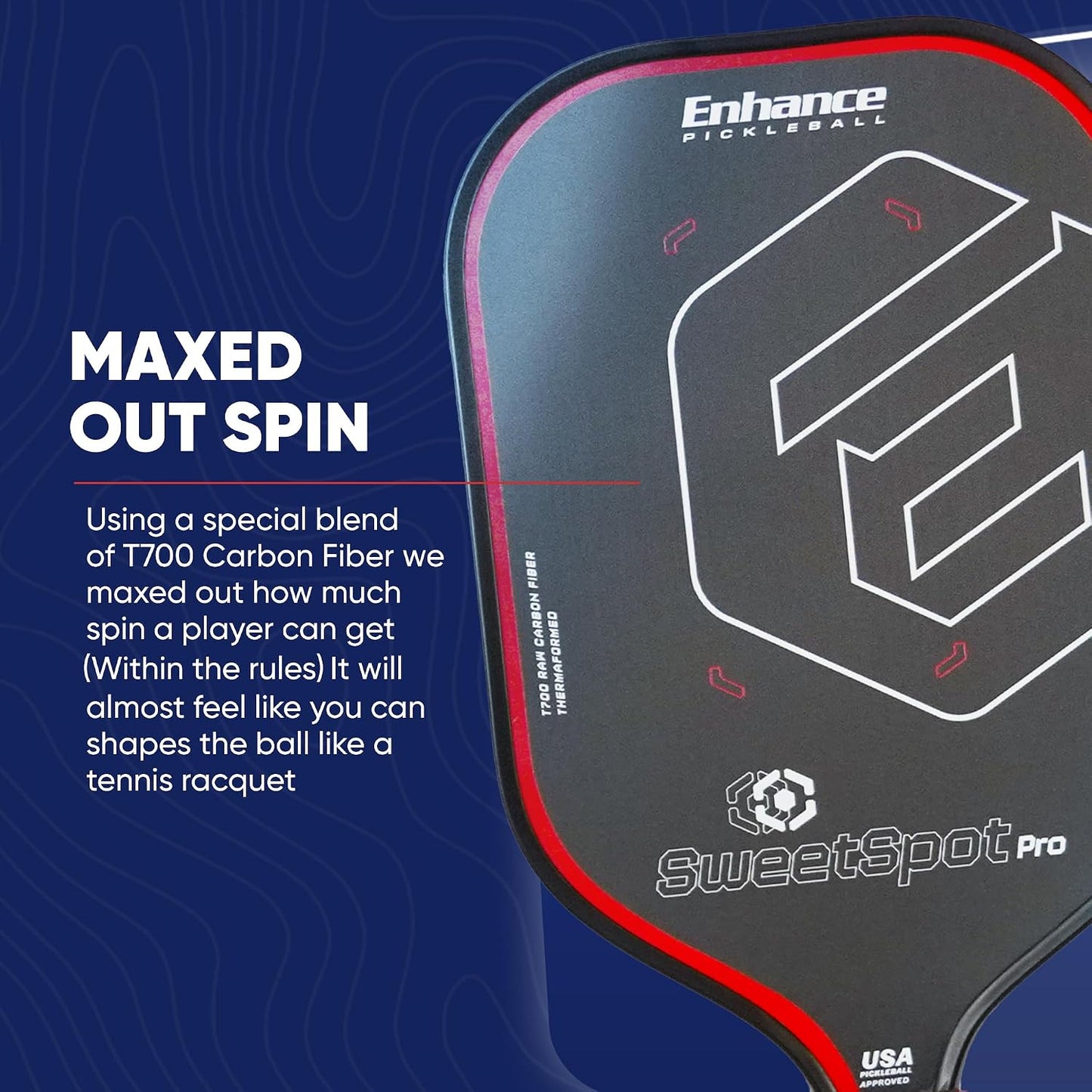 Sweetspot Pro Paddle – Carbon Fiber Pickleball Racket W/Foam-Injected Edges for Max Sweetspot – Highest USAPA Approved Grit – Designed by #1 Coach (Classic)