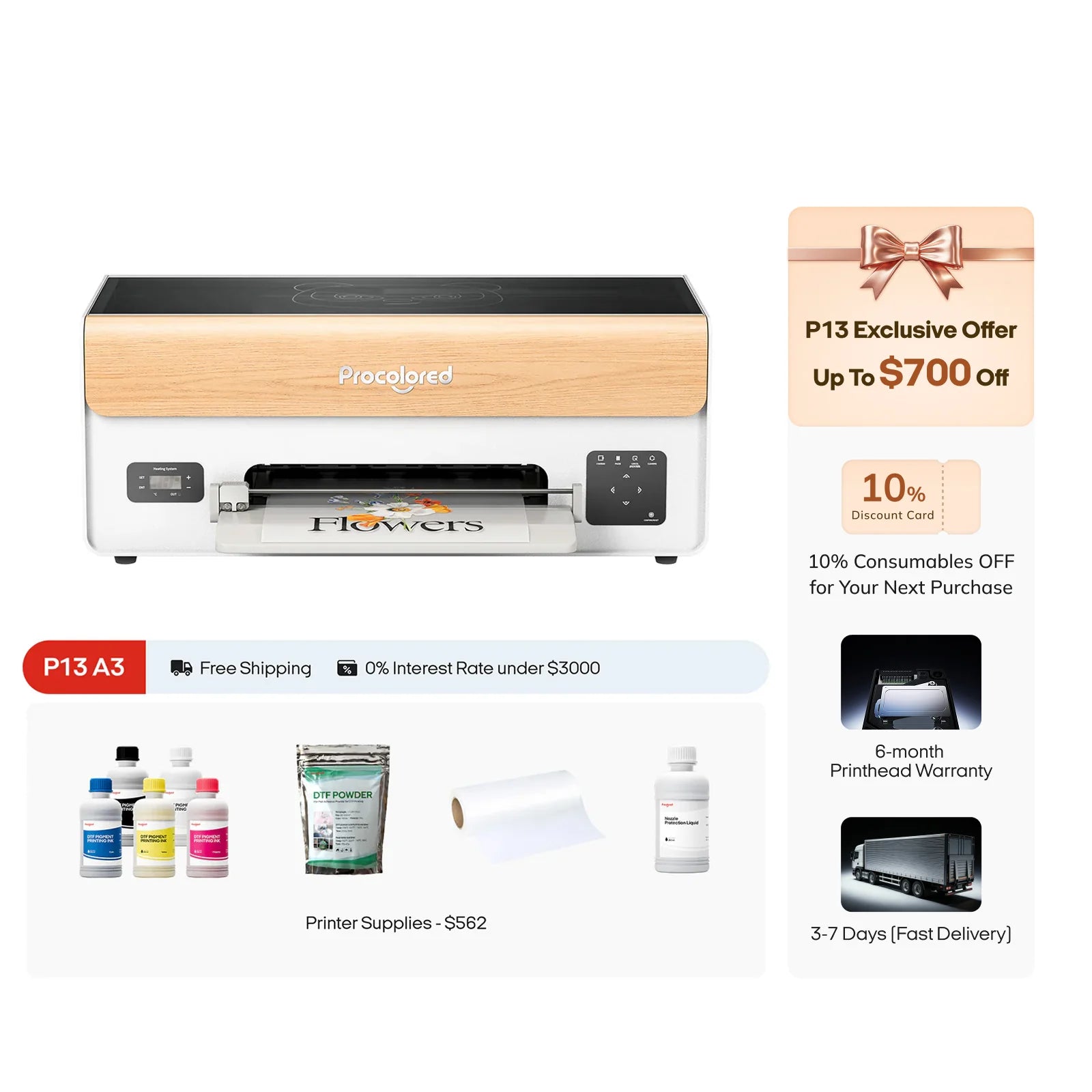 P13 DTF Printer 13" A3 XP600