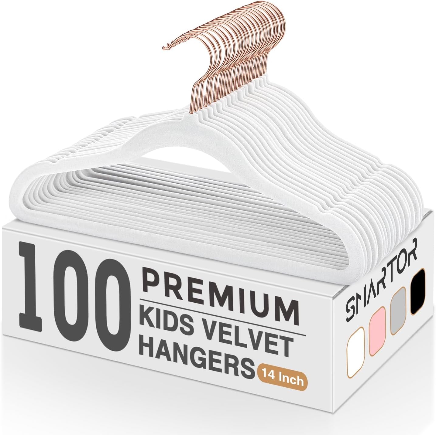 Smartor 11.8" Premium Baby Velvet Hangers for Closet, 50 Pack, White