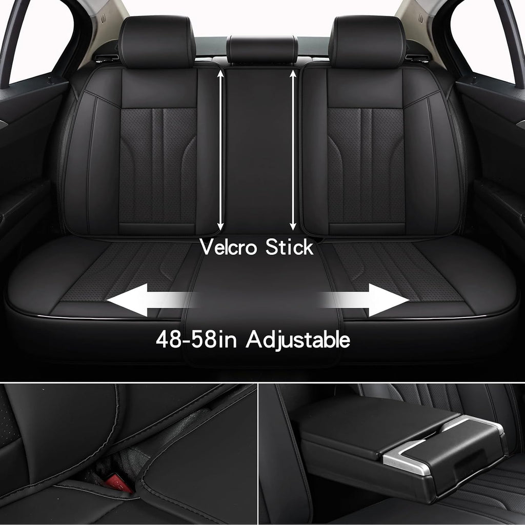 Car Seat Cover Full Set, Leather Car Seat Cover, Waterproof Seat Covers, Car Seat Cushion, Nappa Leather Seat Covers Car Seat Protector Universal Fit Most Cars Black