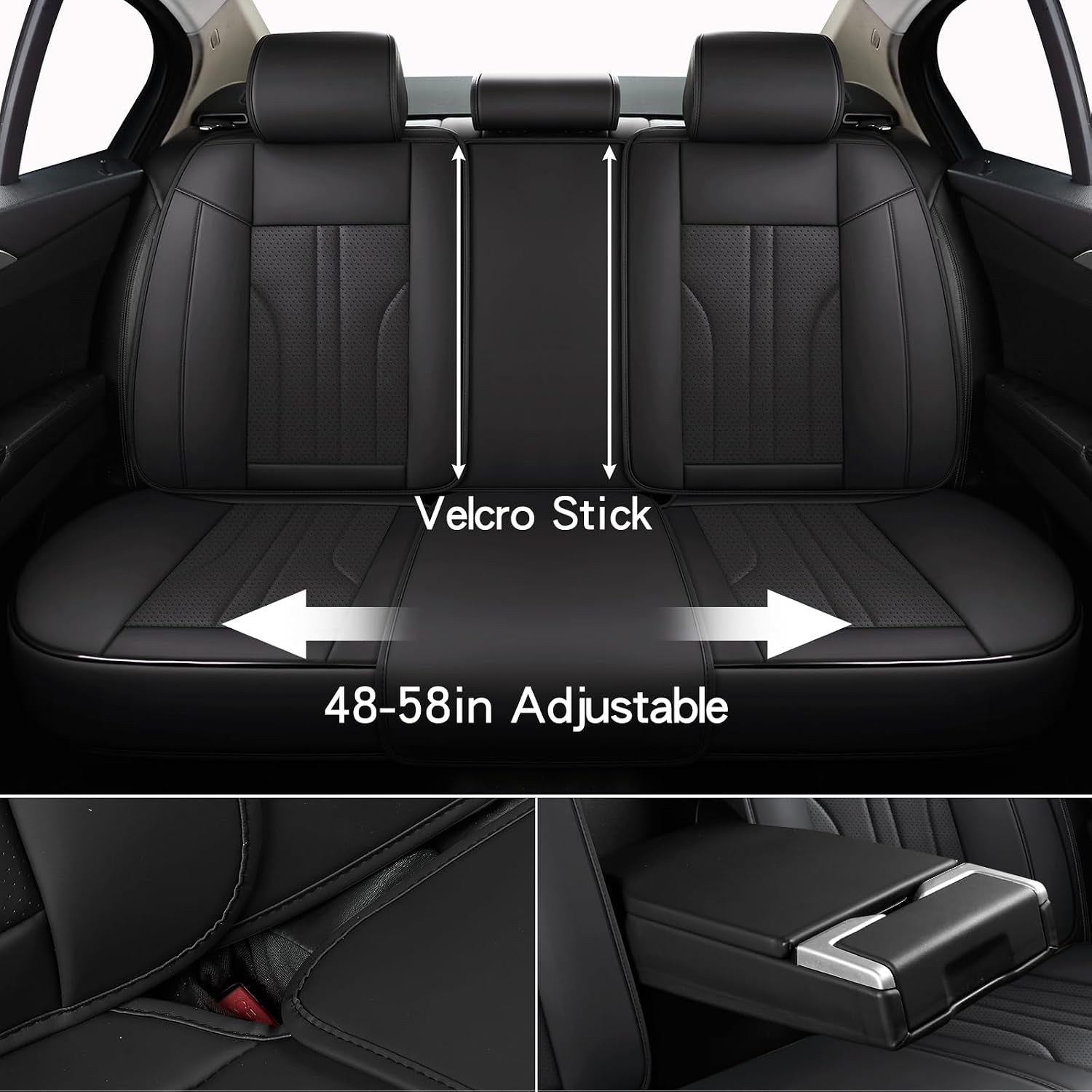 Car Seat Cover Full Set, Leather Car Seat Cover, Waterproof Seat Covers, Car Seat Cushion, Nappa Leather Seat Covers Car Seat Protector Universal Fit Most Cars Black