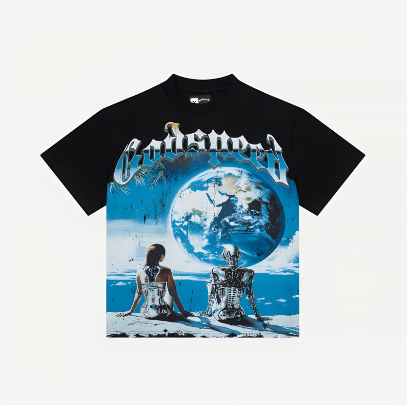 Men and women couple's oversized loose short-sleeved clothing