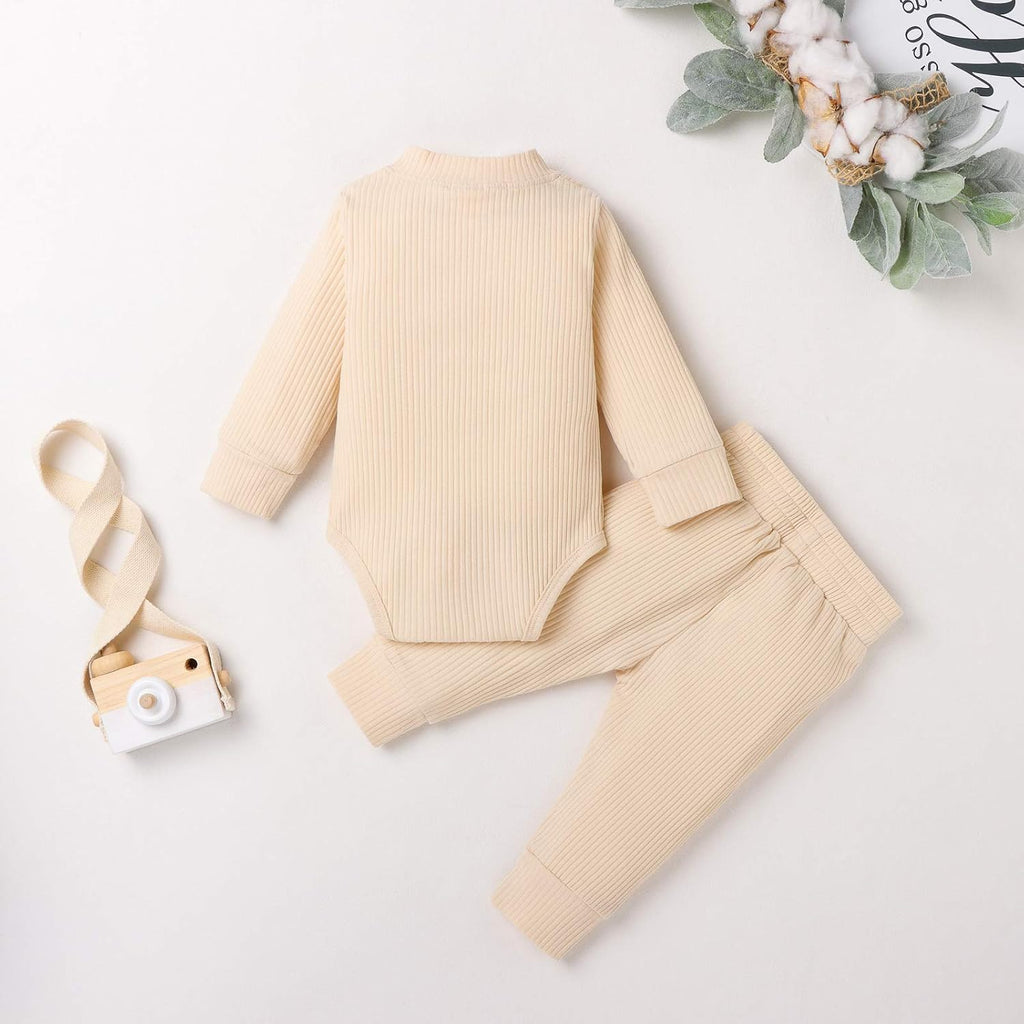 Bmnmsl Newborn Baby Boy Fall Clothes 3 6 12 18 24 Months Outfits Long Sleeve Knitted Cotton Romper & Pants Infant Winter Sets