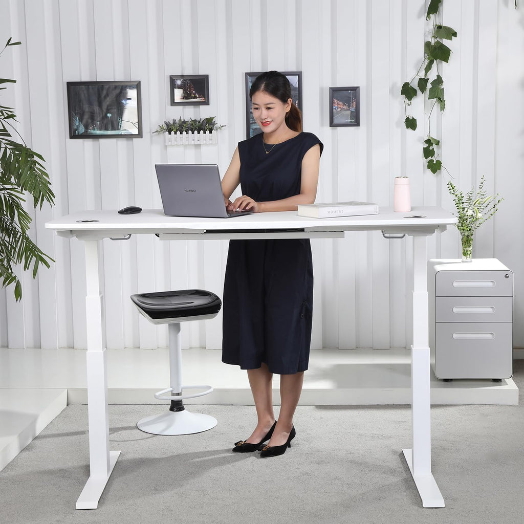 Apexdesk K Series Desk Base 3 Stage with Dual Motor Electric Adjustable Standing Desk Base Electric for Home and Office Width and Height Adjustable (White Frame Only)