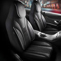Premium Car Seat Covers Front Seat - Velour & Leather Car Seat Cover for SUV, Cars, Most Pickups, Black-Grey, Car Seat Protector, Car Seat Covers Front Seats, Car Seat Protector