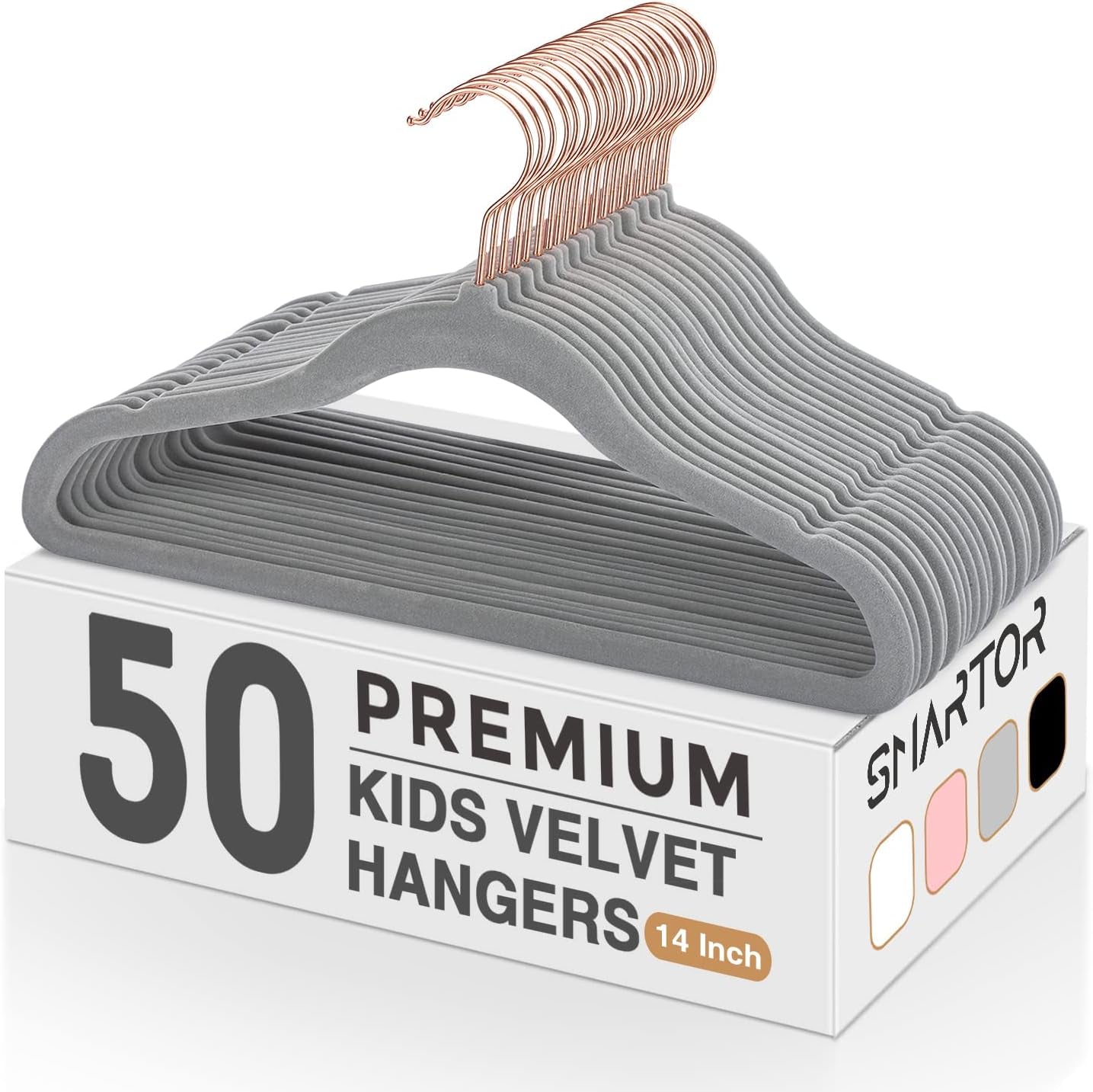 Smartor 11.8" Premium Baby Velvet Hangers for Closet, 50 Pack, White