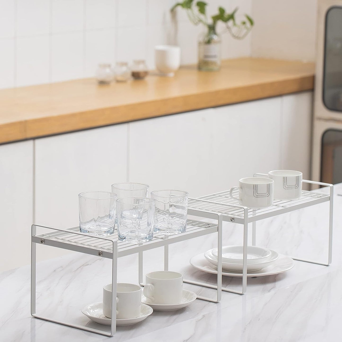 Cabinet Shelf Organizer, Pantry Shelf Rack, White 13X8.3X7.3