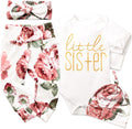 KANGKANG Newborn Baby Girl Clothes Hi I'M New Here Newborn Outfit Infant Romper Floral Pants Cute Baby Girl Outfits 4PC Set