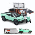 1/24 diecast Pickup Trailer Model Toy Truck Off-Road Vehicle AlloyCar Model Diecast Metal ToyTruck Model Simulation Sound LightGifts for boy Girl. (1:24 with RV Green)