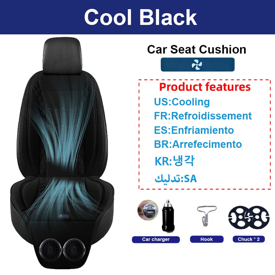 12V Dual Fan Car Seat Cushion Ventilated Heating Cooling Seat Cover Universal Car Seat Summer Winter Car Seat Protector