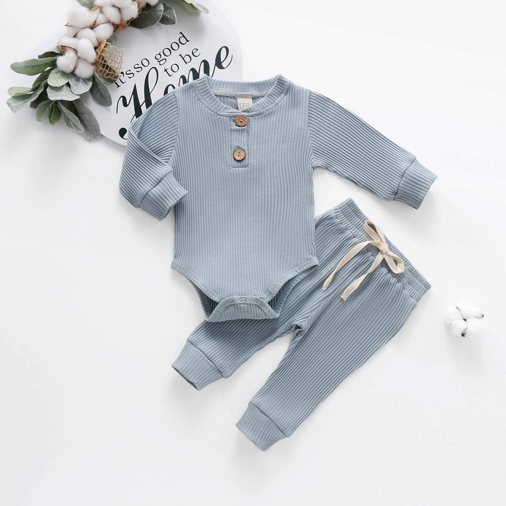 Bmnmsl Newborn Baby Boy Fall Clothes 3 6 12 18 24 Months Outfits Long Sleeve Knitted Cotton Romper & Pants Infant Winter Sets