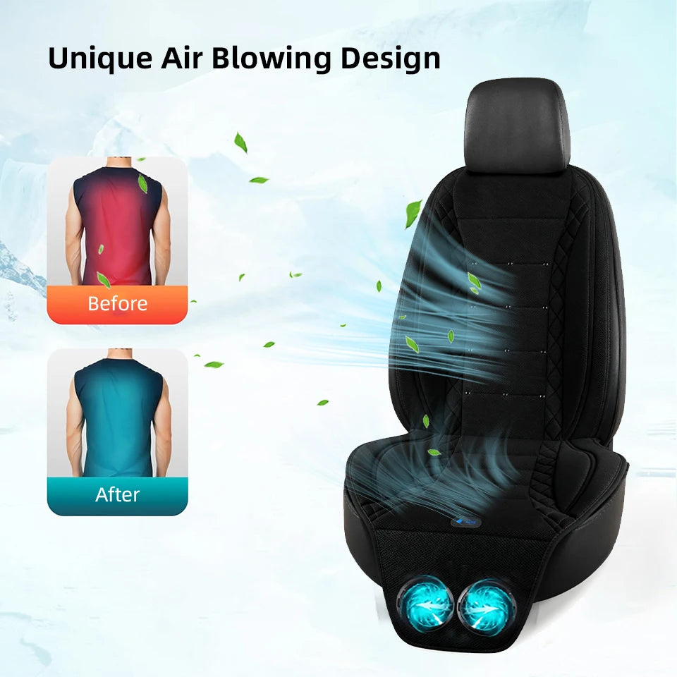 12V Dual Fan Car Seat Cushion Ventilated Heating Cooling Seat Cover Universal Car Seat Summer Winter Car Seat Protector