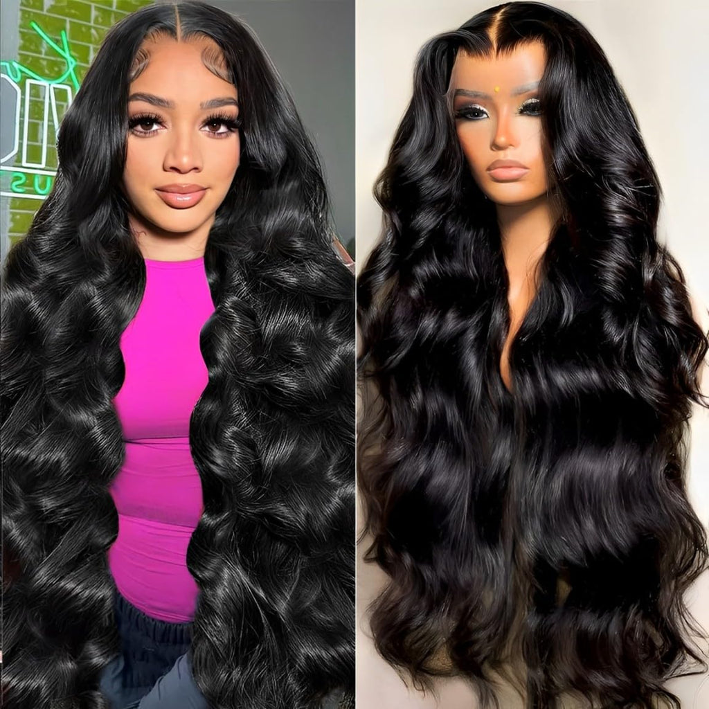 oveflect 24 Inch 13x6 Lace Front Wigs Human Hair 200 Density Body Wave HD Lace Front Wigs Human Hair Pre Plucked Natural Color Glueless Wig 100% Virgin Human Hair Lace Front Wigs for Women
