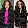 oveflect 24 Inch 13x6 Lace Front Wigs Human Hair 200 Density Body Wave HD Lace Front Wigs Human Hair Pre Plucked Natural Color Glueless Wig 100% Virgin Human Hair Lace Front Wigs for Women