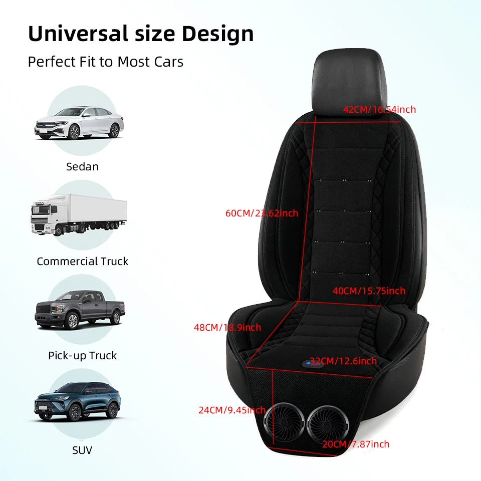 12V Dual Fan Car Seat Cushion Ventilated Heating Cooling Seat Cover Universal Car Seat Summer Winter Car Seat Protector