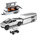 1/32 Pickup Truck and Trailer Toys with Light and Pull Back Alloy Diecast Pickup Trailer RV Model Kit Diecast Model Car Toy Truck and Trailer for Boys Adults as Birthday Gifts (Silver)