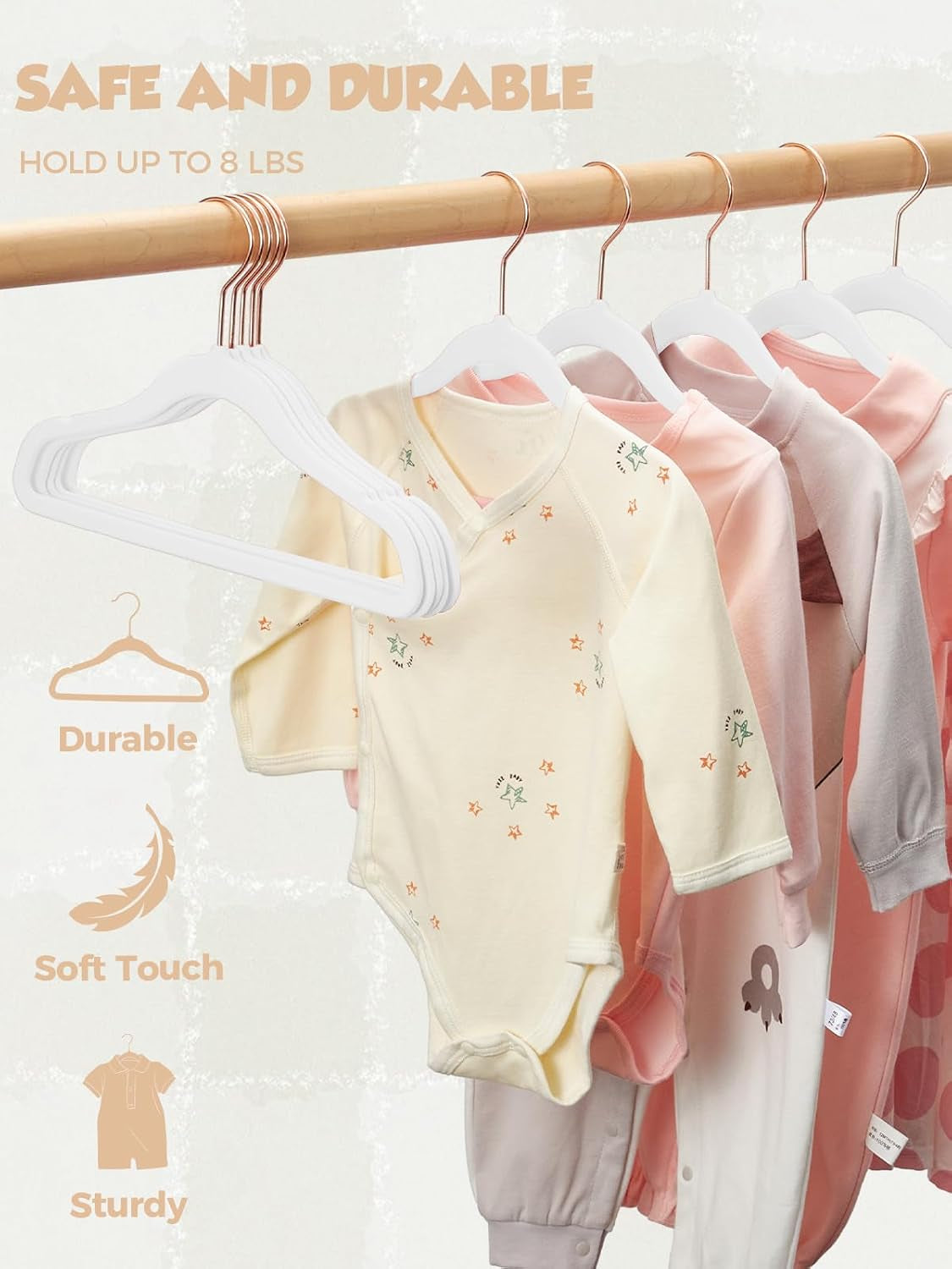 Smartor 11.8" Premium Baby Velvet Hangers for Closet, 50 Pack, White