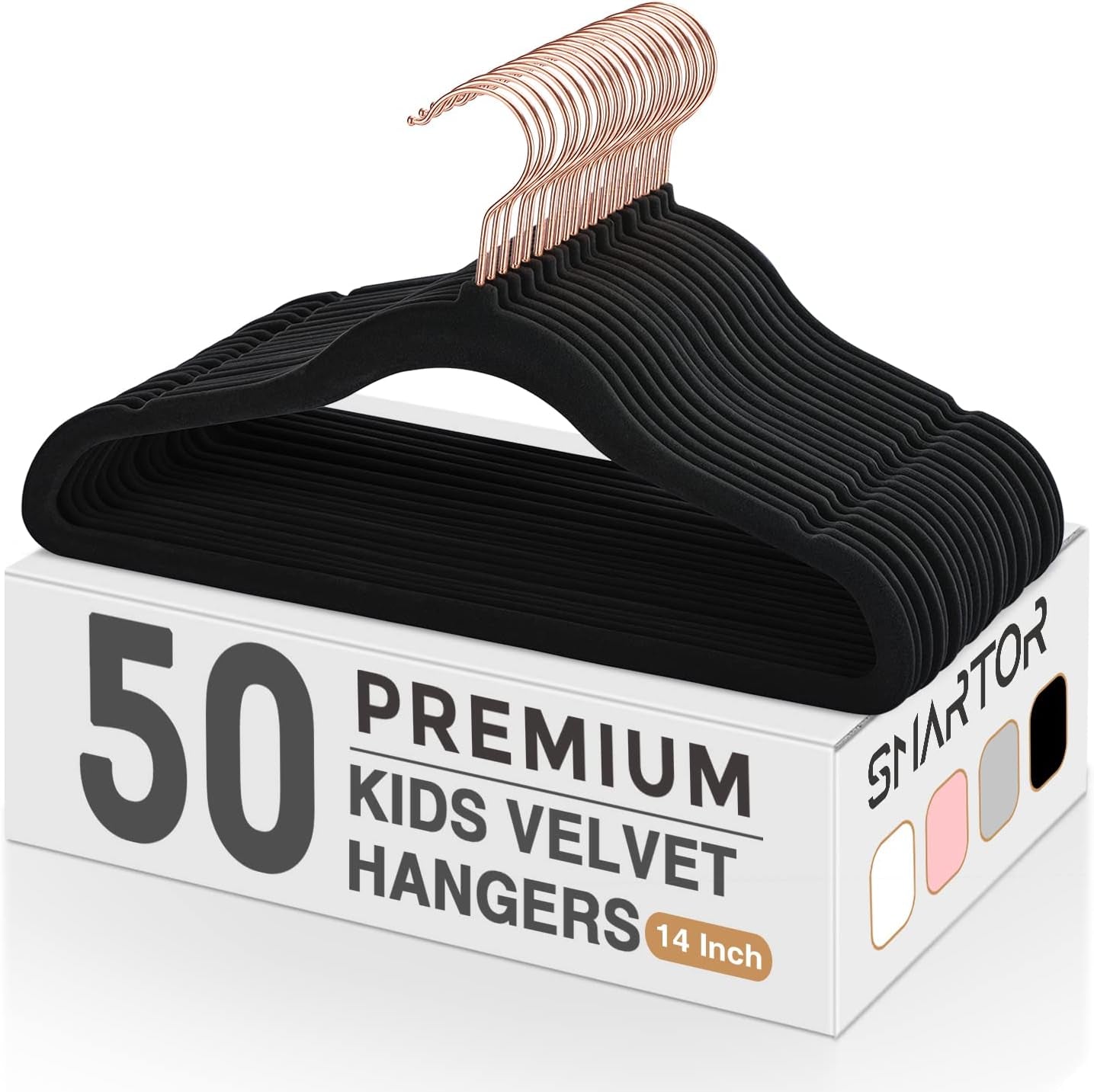 Smartor 11.8" Premium Baby Velvet Hangers for Closet, 50 Pack, White