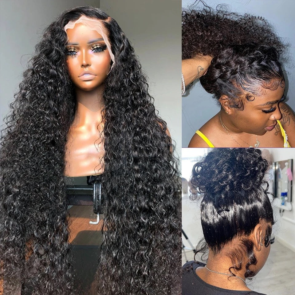 Lace Front Curly Human Hair Blend Wig