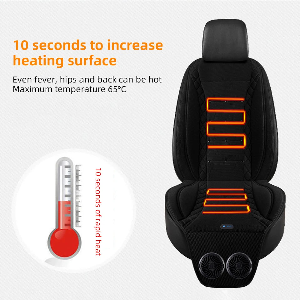 12V Dual Fan Car Seat Cushion Ventilated Heating Cooling Seat Cover Universal Car Seat Summer Winter Car Seat Protector