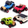 ArtCreativity Diecast Pull Back Cars - Set of 4 Toy Cars - Pull Back Metal Hotrods with Real Rubber Wheels for Better Traction - Powerful Pullback Mechanism - Diecast Car Toys for Kids
