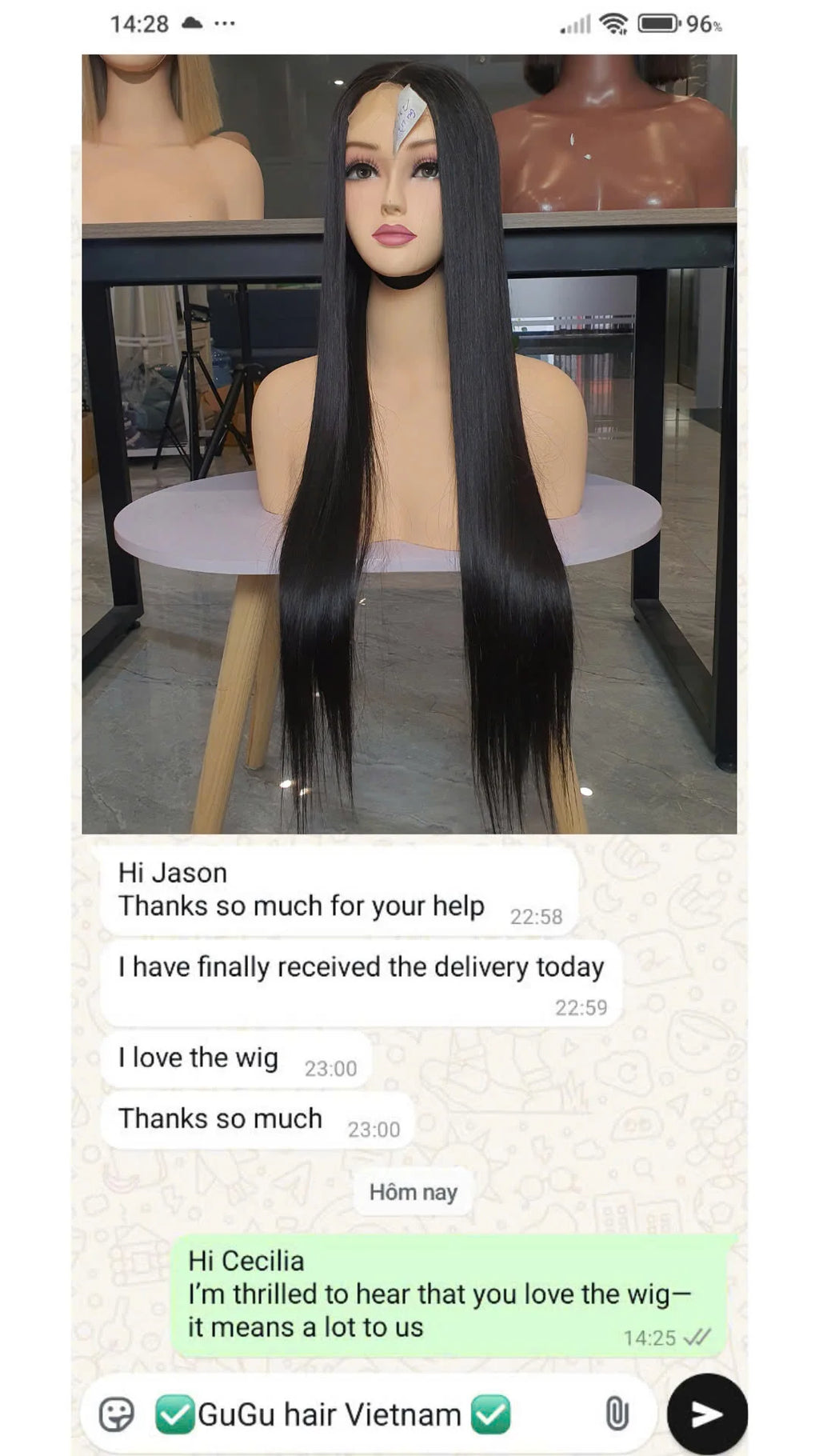 100% Raw Vietnamese Jet Black  Color Bone Straight Human Hair Wigs Double Drawn  Long Length Vietnam Vendor