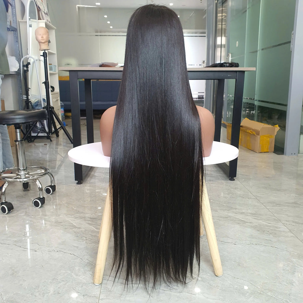 100% Raw Vietnamese Jet Black  Color Bone Straight Human Hair Wigs Double Drawn  Long Length Vietnam Vendor