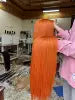 Human Hair Wigs Blonde HD Lace Transparent Lace Front Wigs Long Straight Weft Length 8-32 Inches 180% Density