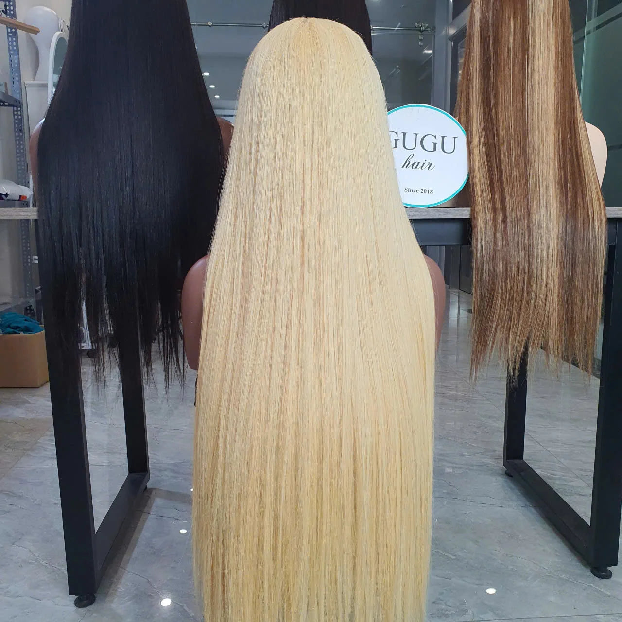 100% Raw Vietnamese Blonde 613 Color Bone Straight Human Hair Wigs Double Drawn  Long Length Vietnamese Vendor
