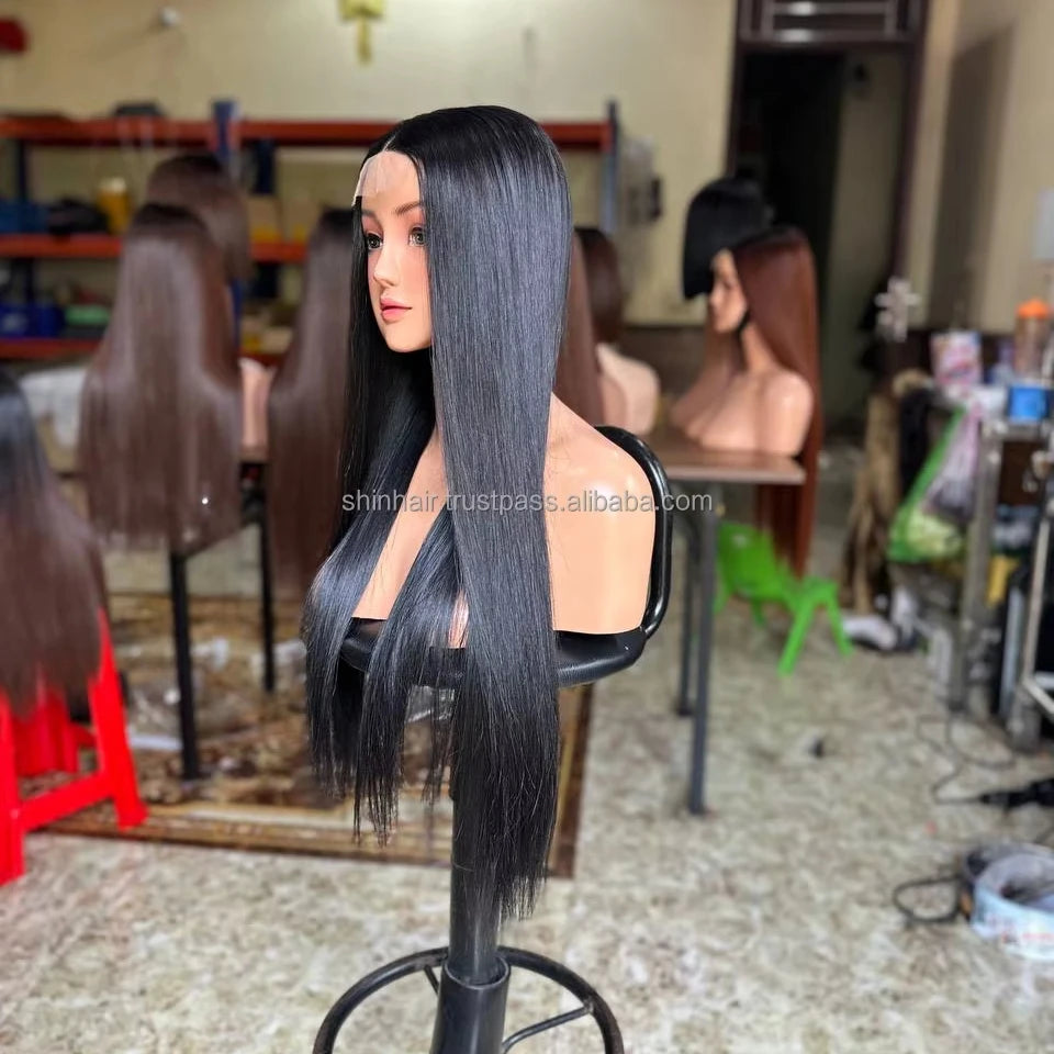 Wholesale Bone Straight Raw Natural Hair Glueless Wigs for Black Women Ready to Ship Product Vietnamese Human Hair Wigs Glueless